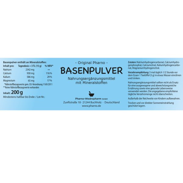 Basenpulver 200 g Etikett